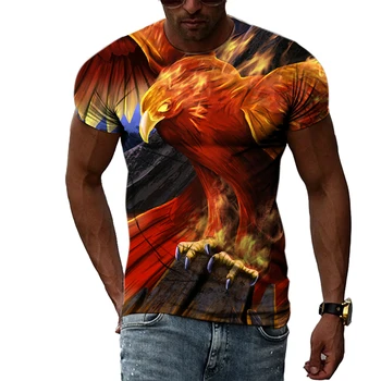 Новый летний тренд, мужская футболка с красивой 3D-печатью животных Феникс, короткие рукава, модный индивидуальный качественный удобный топ