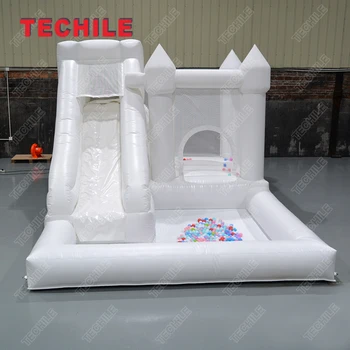 Новый свадебный белый домик из ПВХ, детский надувной замок для прыжков, горка с шариковым бассейном, яма для игры в мяч