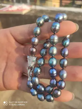 Ожерелье из натурального 10-11 мм черного жемчуга AAA Таити 18 