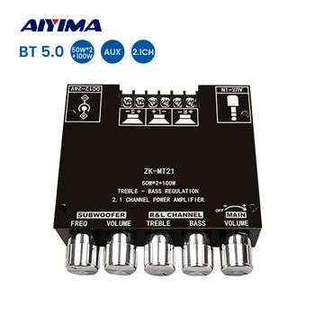 Плата Усилителя мощности AIYIMA TPA3116D2, совместимая с Bluetooth, 5.0 Стерео Усилитель сабвуфера 2.1 Sound Amplificador 50Wx2 + 100W