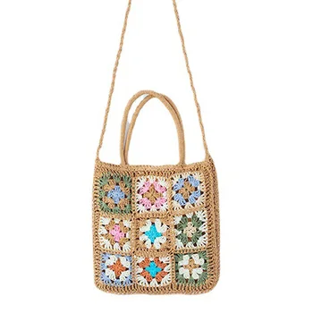 Повседневная сумка ручной работы для пляжного отдыха, универсальная женская сумка из травяной ткани, простая дорожная сумка через плечо большой емкости