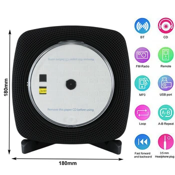 Портативный Настенный CD-плеер Bluetooth Динамик с Пылезащитным Покрытием Музыкальный Альбом CD-плеер Поддерживает Функцию USB FM-радио
