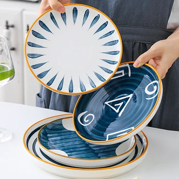 Простая керамическая тарелка для стейка Mayflower Underglaze в скандинавском стиле, тарелка для завтрака, домашняя тарелка, тарелка для торта, макаронных изделий, столовые приборы