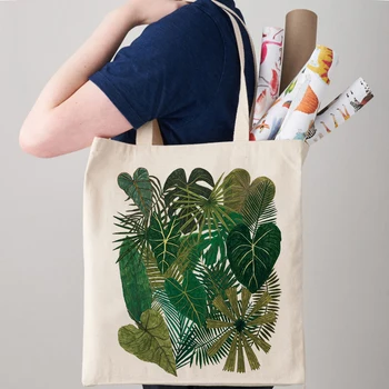 Простая печать листьев в богемном стиле, 1 предмет, женская сумка через плечо, многоразовые сумки для покупок, женские сумки-тоут
