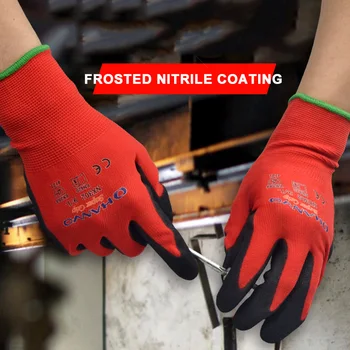 Рабочие перчатки с нейлоновым полиуретановым нитриловым защитным покрытием, перчатки с покрытием ладоней, рабочие перчатки механика 15 калибра, нитриловые перчатки
