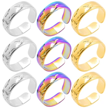 Радужное кольцо 316L из нержавеющей стали, Кольца с регулируемым размером Для женщин и мужчин, Трендовые Винтажные ювелирные изделия, Кольцо серебристого/золотого цвета.