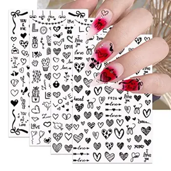Самоклеящиеся аксессуары для романтического маникюра с милым сердечком, наклейки на День Святого Валентина, наклейки для ногтей, украшения для ногтей