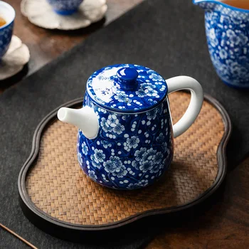 Сливово-Сине-Белая Керамическая Посуда Чайник Китайский Чайник Набор Для Чайной Церемонии Молочный Улун Чайный Галстук Гуань Инь Жасминовый Тип Чайной Посуды