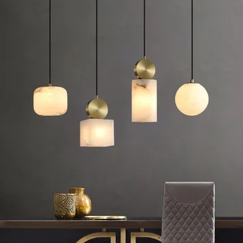 Современный светильник для спальни, роскошная люстра, люстра для ресторана Nordic, Золотисто-Медный Мраморный Прикроватный потолочный подвесной светильник
