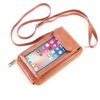 Сумка для мобильного телефона с сенсорным экраном, женские сумки, женские сумки через плечо, простой клатч, держатель для карт, кошелек