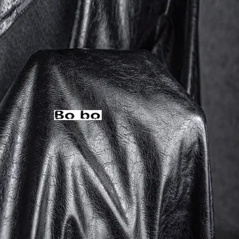 Текстура черной воловьей кожи, имитирующая кожу в стиле ретро, креативная сумка ручной работы из искусственной кожи, дизайнерская ткань для одежды
