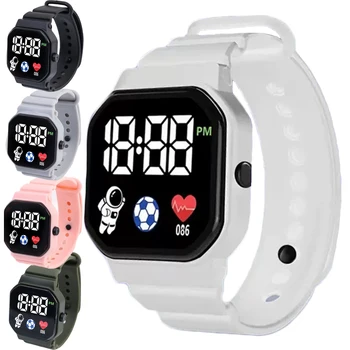 Умные часы Детские цифровые наручные часы для мальчиков и девочек с силиконовым ремешком Спортивные Фитнес Светодиодные электронные часы для мониторинга состояния здоровья