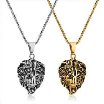 Хип-хоп рок животное голова льва из нержавеющей стали золотой слиток черного цвета ожерелье мужские и женские подвески модные ювелирные изделия подарки