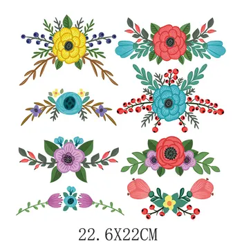 22,6x22 см Красочные нашивки с цветочным рисунком для одежды с теплопередачей 