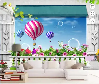 3d фотообои на стену на заказ фреска Цветок окно воздушный шар ТВ фон стены домашний декор обои для стен 3 d