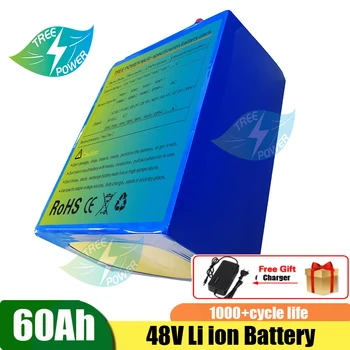 48V 60AH литий-ионный аккумулятор BMS li ion аккумулятор для трехколесного велосипеда AGV мощностью 3000 Вт, инвертор для гольф-кара, лодки + зарядное устройство 10A