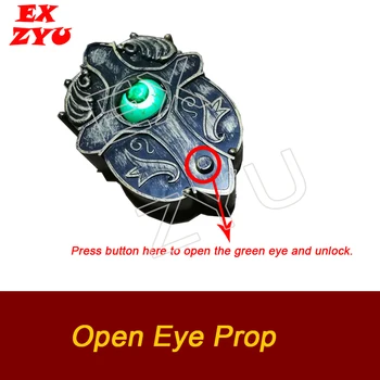 EXZYU Ghost Eye Prop реальная комната для побега нажмите бронзовую кнопку, чтобы открыть зеленый глаз и разблокировать комнату с камерой