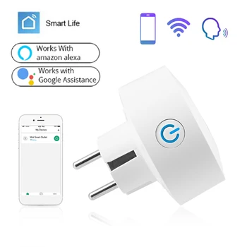 Wifi Smart Plug, Розетка для мониторинга энергопотребления, приложение Smart Life, расписание дистанционного управления и таймер Работает с Alexa Google Home