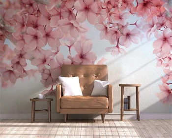 beibehang Dream fashion соблазнительные 3D обои современный эстетичный вишнево-розовый цветочный фон декоративная роспись из папье-маше