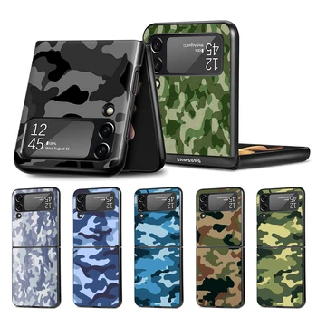 Камуфляжный Камуфляжный Военный Армейский Чехол для Samsung Galaxy Z Flip4 Flip3 5G Funda Z Flip 3 4 Черные Жесткие Чехлы Для ПК ZFlip4 Чехол Для Телефона