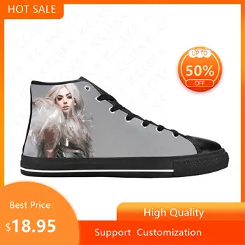 Леди Гага, поп-певица, Музыка, Милая модная популярная повседневная тканевая обувь С высоким берцем, Удобные дышащие мужские и женские кроссовки с 3D принтом.