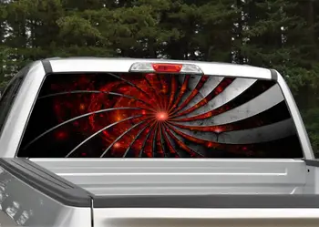 Металлическая спираль (Красная) Абстрактная Графическая Наклейка на Заднее стекло Грузовика SUV (перфорированная)