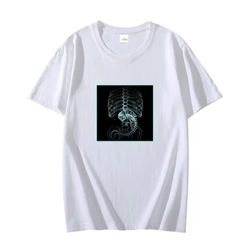 Мужская футболка Alien Bone с коротким рукавом, графическая футболка, Стильная хлопковая футболка, Летняя Футболка Harajuku С круглым вырезом, Мужская одежда