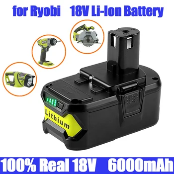 Новинка Для Ryobi 18V 6000mAh Литий-ионный Аккумулятор Для Ryobi Hot P108 RB18L40 Аккумуляторная батарея Для Электроинструмента Ryobi ONE