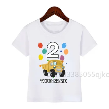 Номера 1-10, детские футболки с конструкторами, автомобильные топы, модные футболки для детей, футболки на день рождения, забавные милые футболки