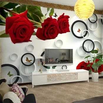 Обои beibehang, объемные розы, гостиная, спальня, теплые романтические 3D-фрески в европейском стиле, шелковая ткань