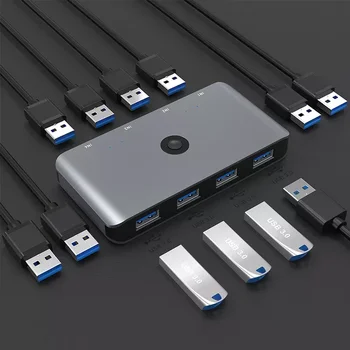 Общий Доступ к USB USB 3,0 Переключатель 4 Порта ПК для Клавиатуры Мыши Принтера Монитора USB 2,0 3,0 Переключатель Селектора Accessoreis таблица