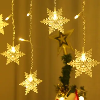 Уникальная гирлянда в виде снежинки, не бросающаяся в глаза декоративная долговечная лампа для штор, рождественский декор в виде снежинки, светодиодный светильник для сада